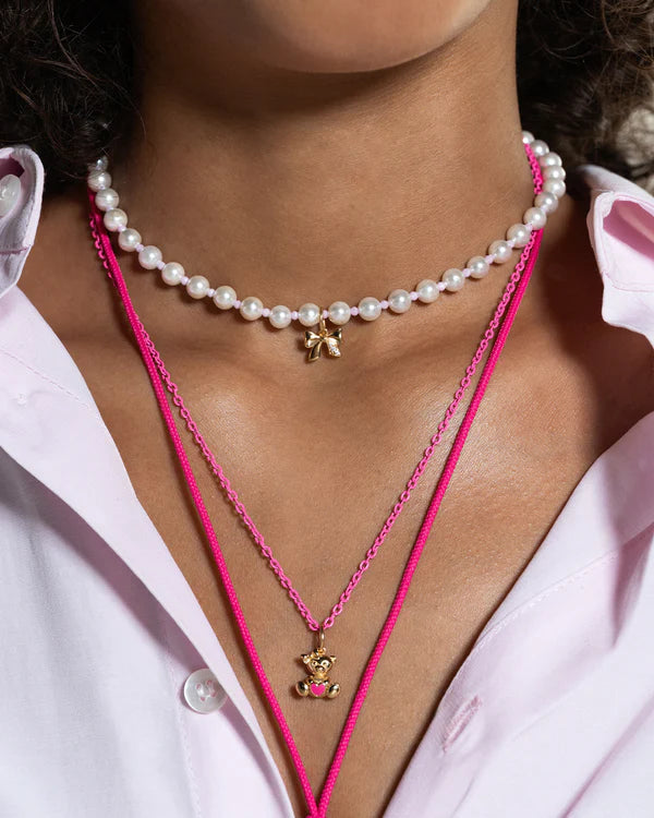 RUE DES MILLE Girocollo Perla e zirconi milky rosa collezione CHARMBAR CB-LGR13C1