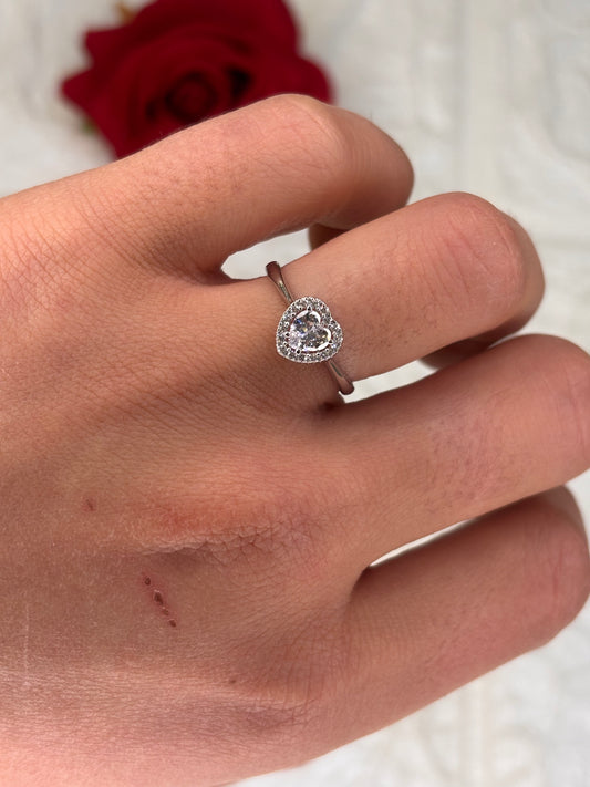 Anello Cuore Oro Bianco 18 Carati
