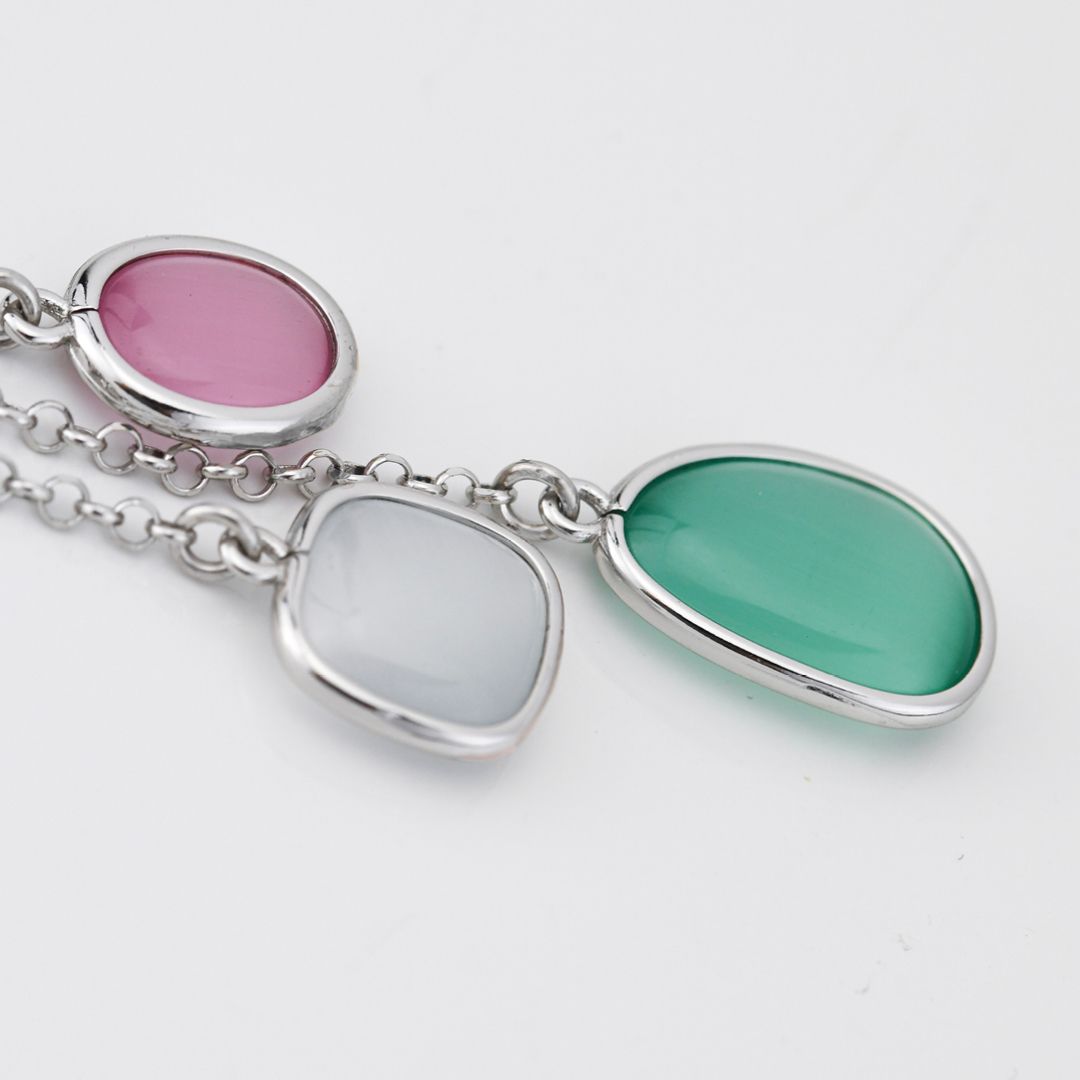 Collana con pendente di cristalli rosa baby, white e verde tormalina XGR728