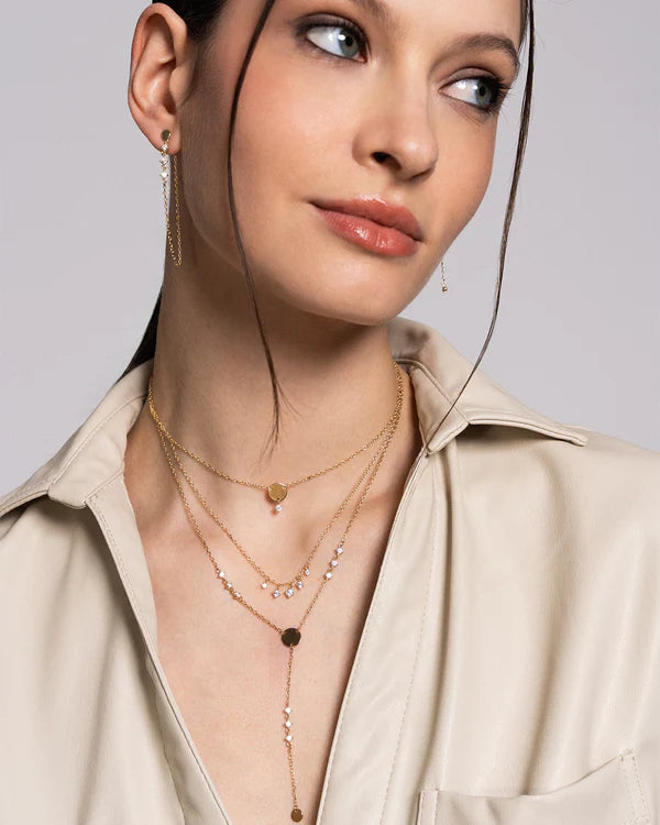 RUE DES MILLE Girocollo double disco e punti luce pendenti collezione ESSENCE GRZ-024M4TDAU