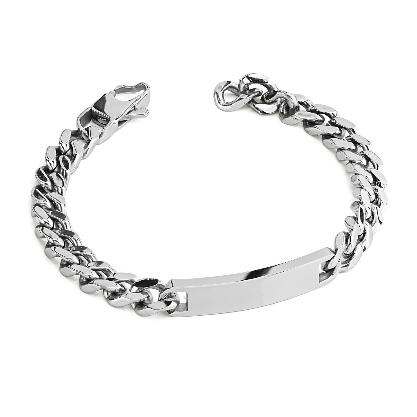 Bracciale uomo con maglia grumetta e placca rettangolare ABR741