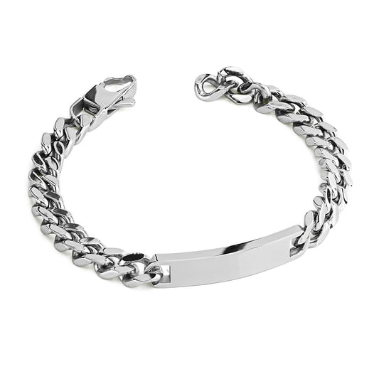 Bracciale uomo con maglia grumetta e placca rettangolare ABR741