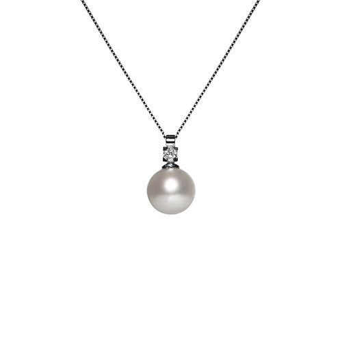 Girocollo Oro 18 Carati con perla Freshwater e Diamante