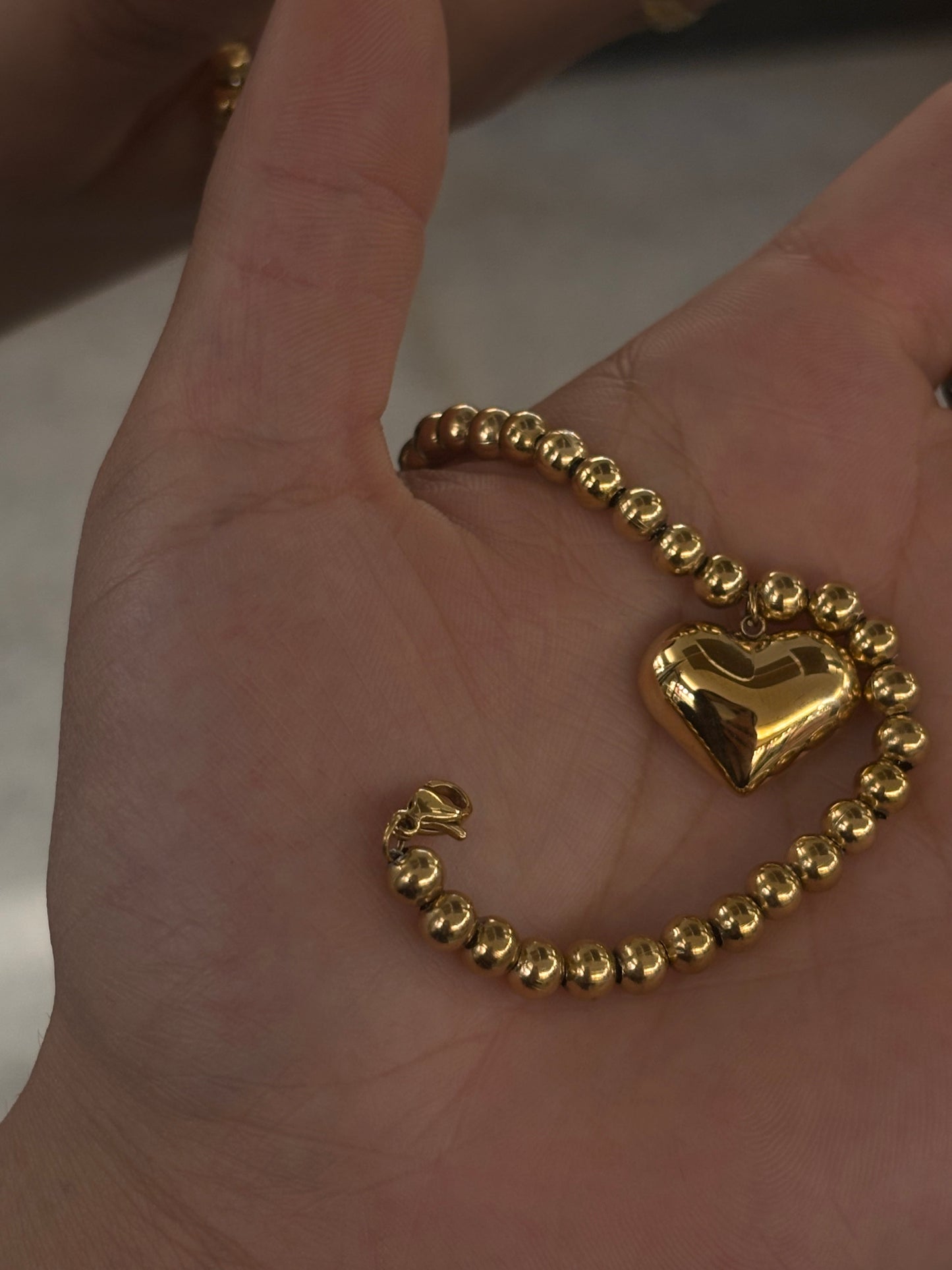 Bracciale Palline e Cuore Pendente