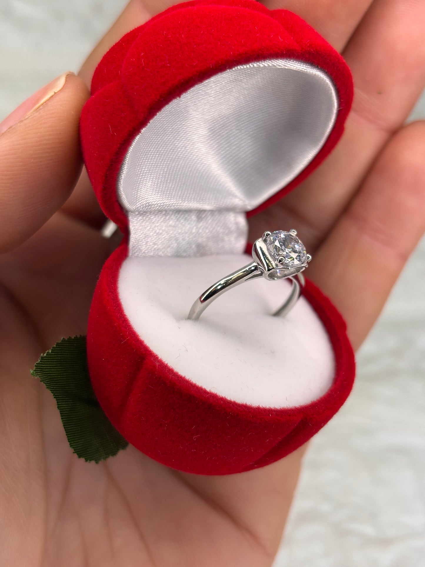 Anello solitario Cuore argento 925