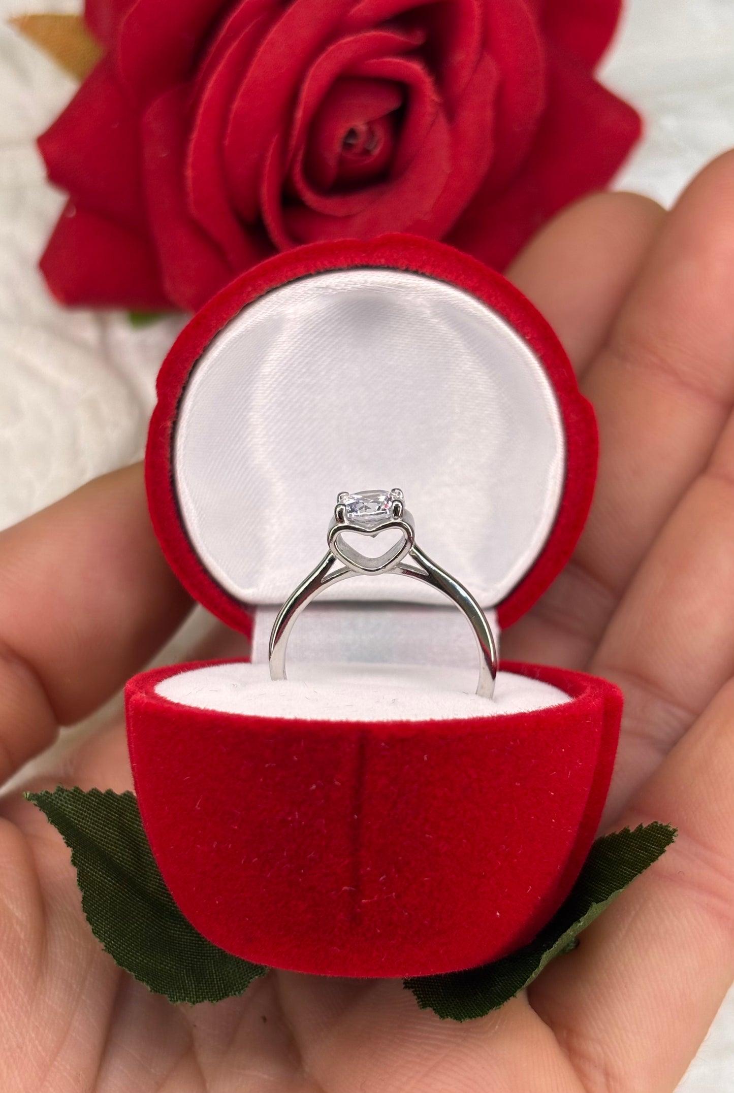 Anello solitario Cuore argento 925