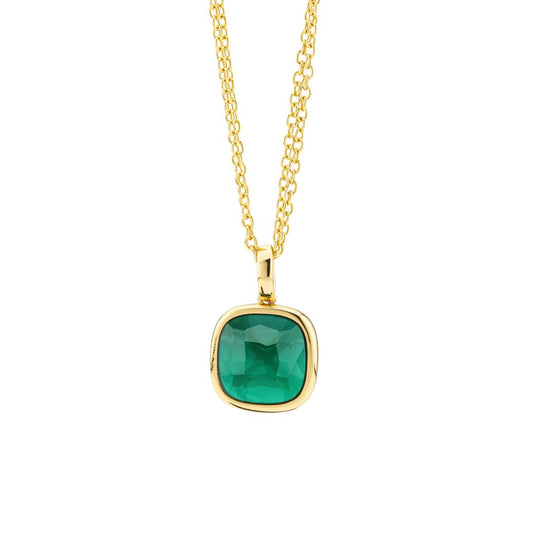 Collana placcata oro giallo con pendente di cristallo grande verde tormalina XGR710DE