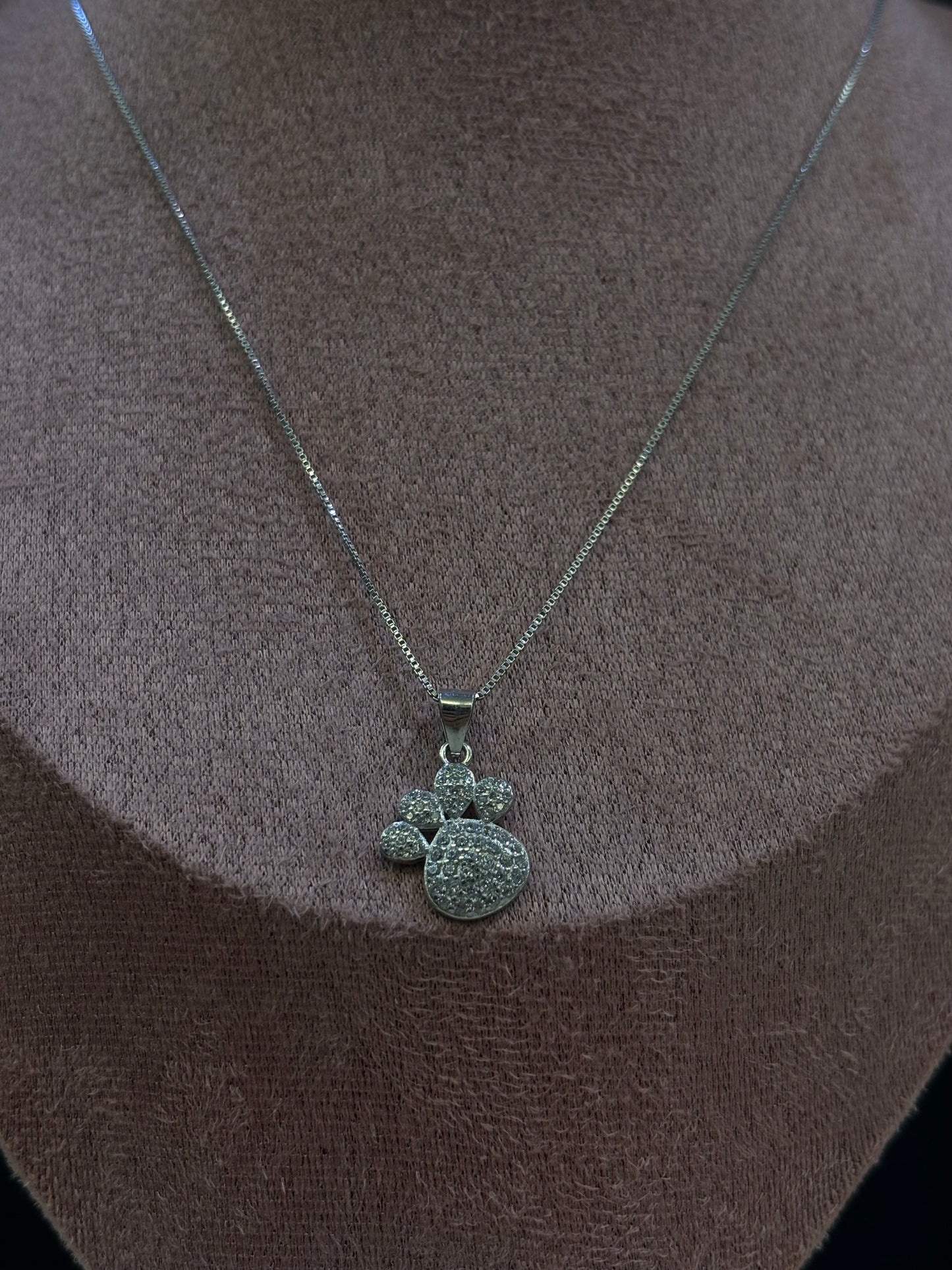 Collana Zampa con zirconi Argento