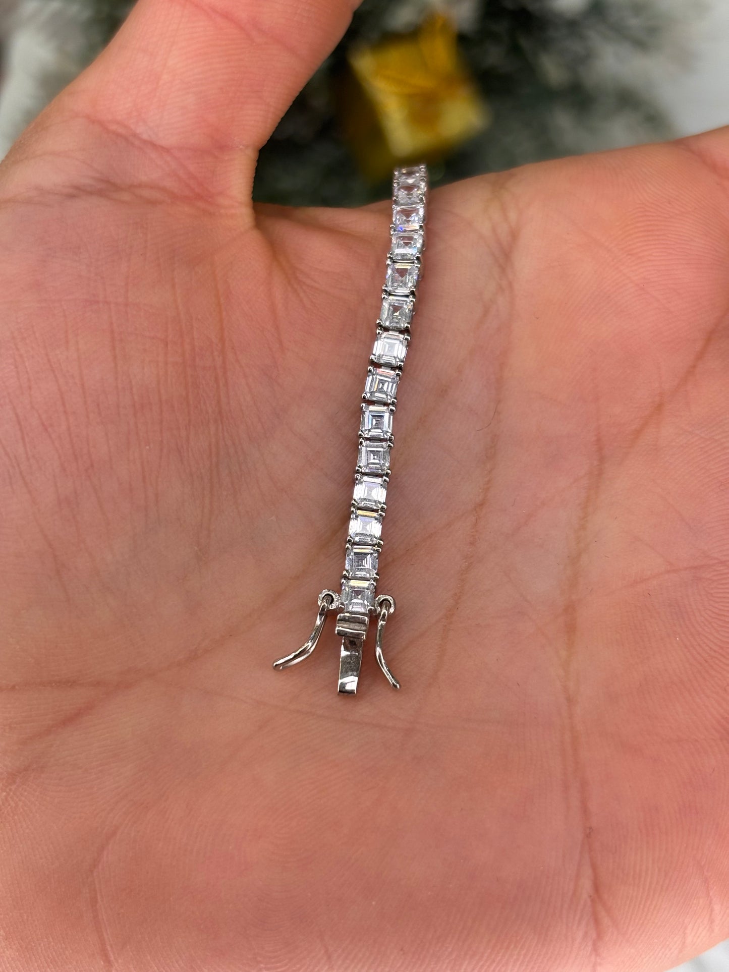 Bracciale Tennis uomo pietre quadrate