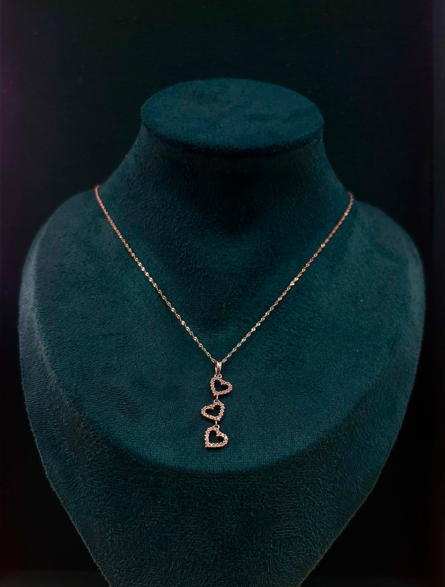 Collana tre Cuori Oro Bianco 18 Carati