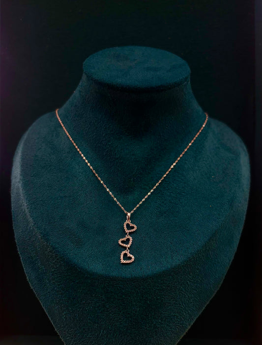 Collana tre Cuori Oro Bianco 18 Carati