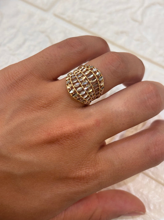 Anello Oro Filigrana Oro Giallo e Bianco 18 Carati