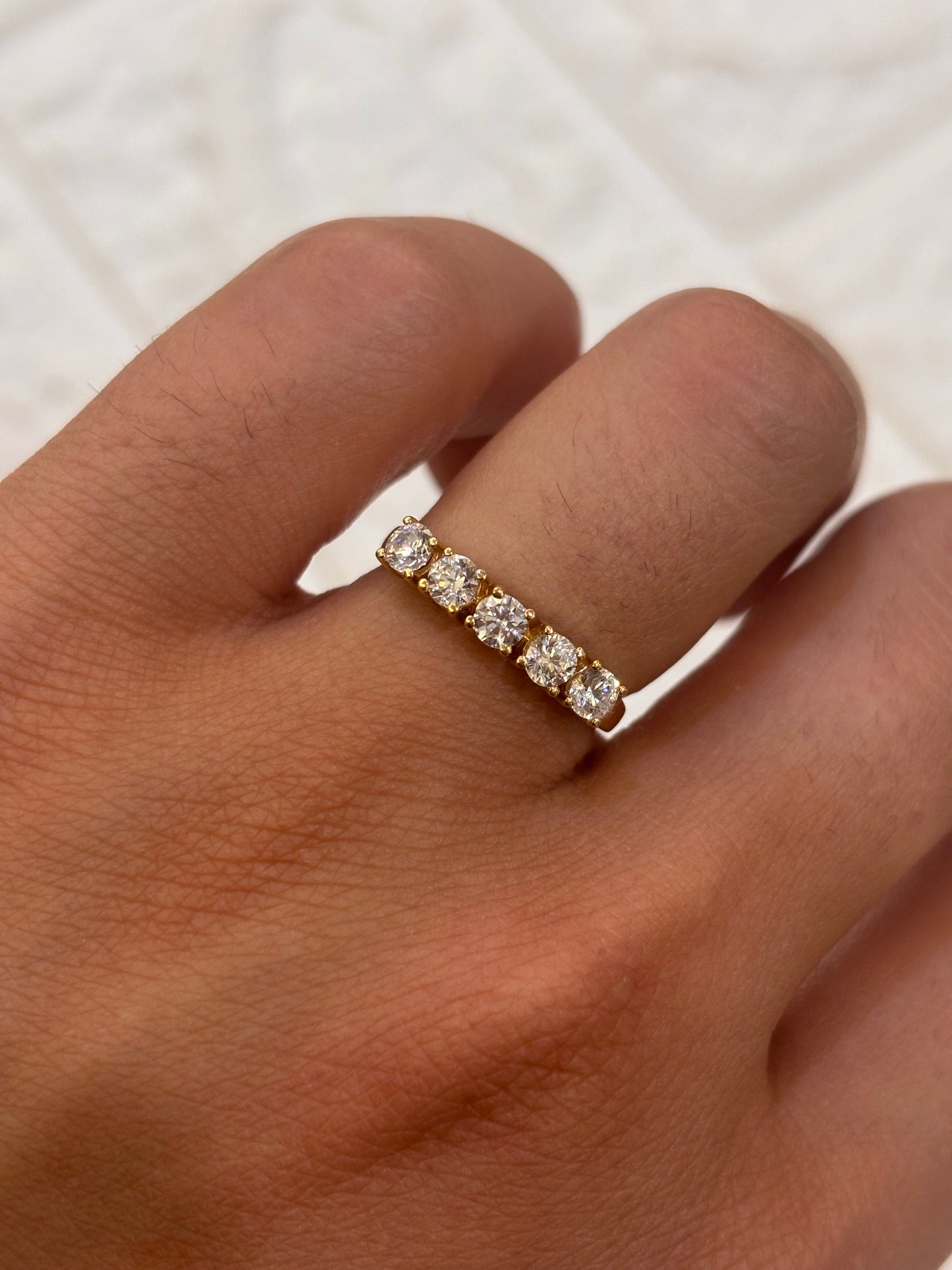 Anello Veretta 5 Pietre Oro Giallo 18 Carati