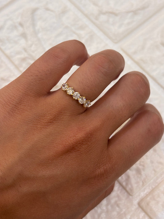 Anello Veretta 5 Pietre Oro giallo 18 Carati