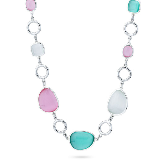 Collana rodiata con intercalari di cristalli multicolor XGR718A