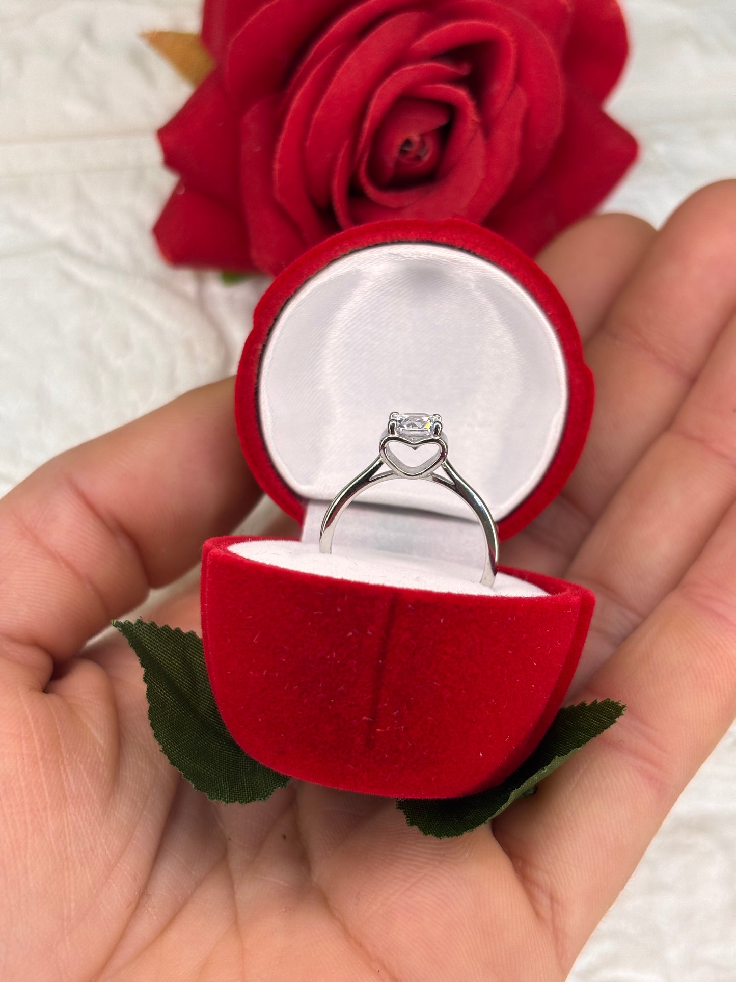 Anello solitario Cuore argento 925