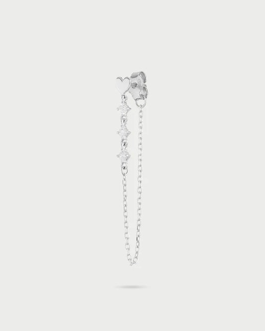 RUE DES MILLE Mono-orecchino cuore catenella tre punti luce collezione ESSENCE ORZ-024M3CUORH