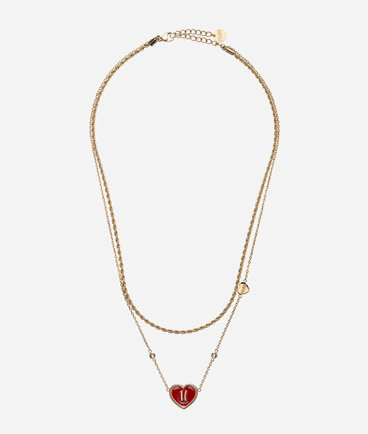 Collana Portobello Road doppio girocollo con charm cuore Rosso ACJ0063WC