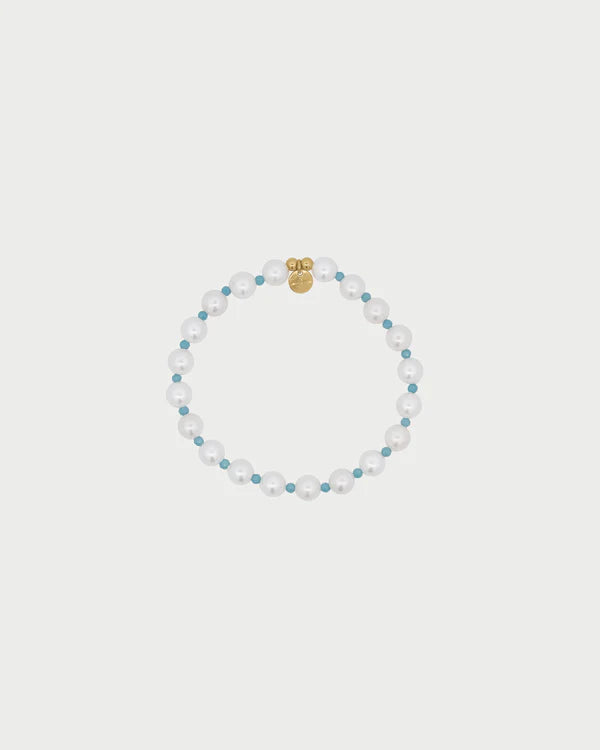 RUE DES MILLE Bracciale Perla e zirconi milky turchesi collezione CHARMBAR CB-LBR07C5