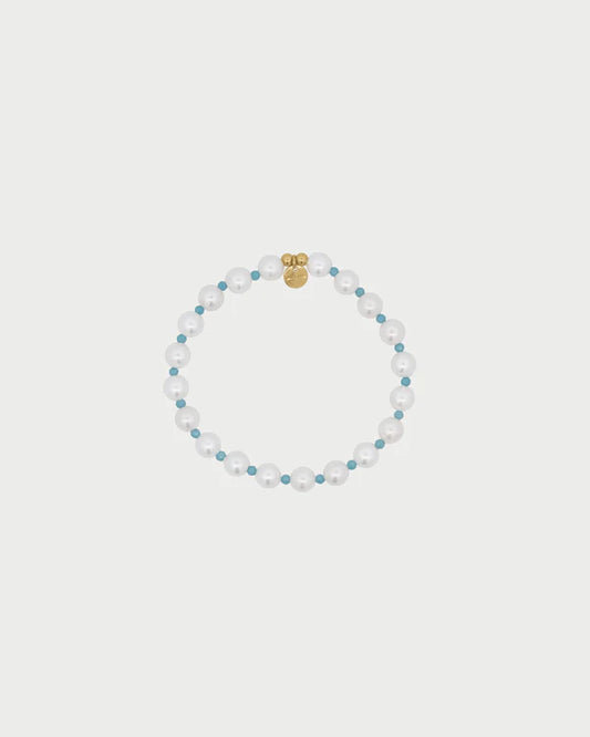 RUE DES MILLE Bracciale Perla e zirconi milky turchesi collezione CHARMBAR CB-LBR07C5