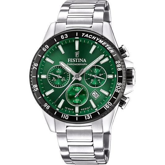 OROLOGIO FESTINA F20560/4 VERDE CON CINTURINO IN ACCIAIO, UOMO