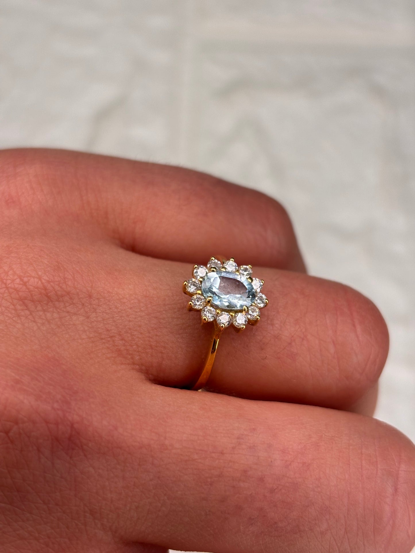 Anello Kate Oro Giallo 18 Carati pietra color Acquamarina
