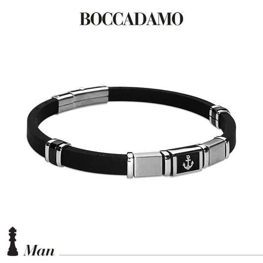 Bracciale in caucciù nero con ancora ABR591A