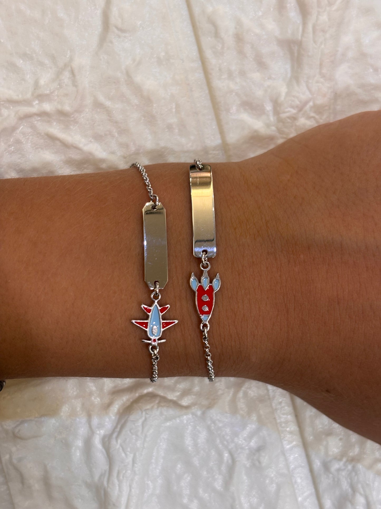 Bracciali Bimbo Argento razzo e aereo