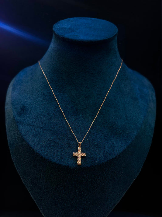 Collana Croce con Zirconi Oro 18 Carati