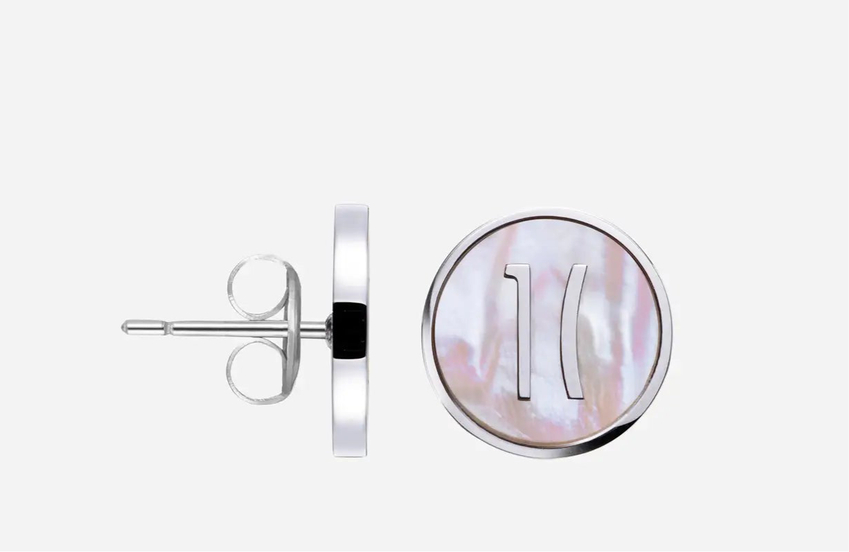 Via Condotti orecchini a bottone in acciaio e madreperla Argento ACJ0024-ST