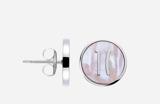 Via Condotti orecchini a bottone in acciaio e madreperla Argento ACJ0024-ST