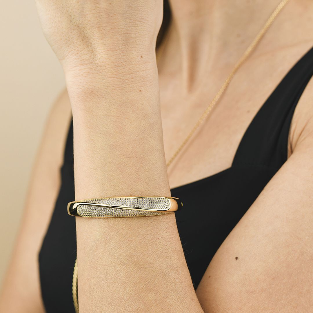Bracciale placcato oro giallo con superficie zirconata KBR030D