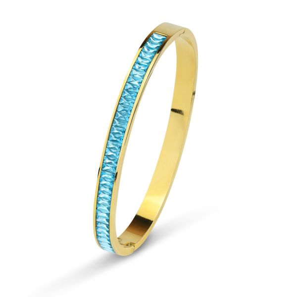 Bracciale in acciaio rigido con centrale di cristalli taglio baguette