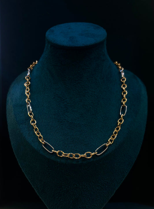 Collier Donna Oro Giallo e Bianco 18 Carati