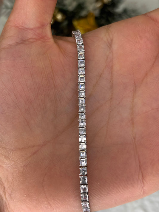 Bracciale Tennis uomo pietre quadrate