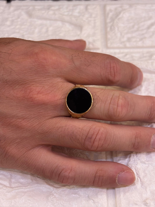 Anello Uomo con Onice Oro Giallo 18 Carati