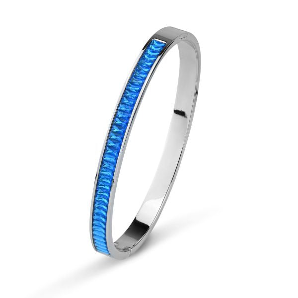 Bracciale in acciaio rigido con centrale di cristalli taglio baguette