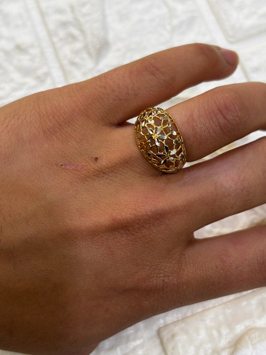 Anello Bombato con filigrana Oro Giallo 18 Carati