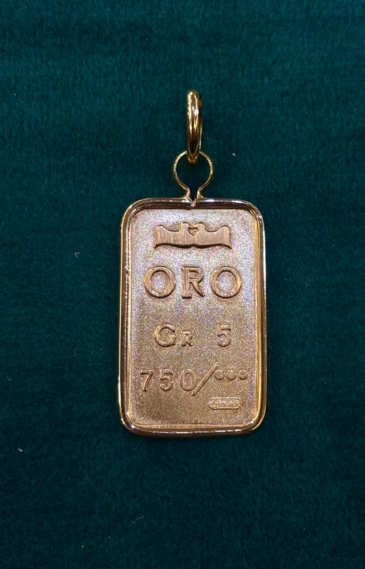 Ciondolo Lingotto Oro 18 Carati 5,90 g