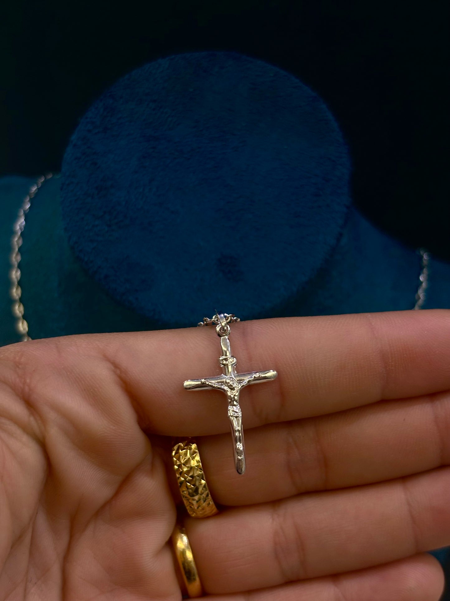 Collana Crocifisso Oro Bianco 18 Carati