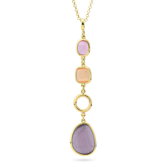 Collana placcata oro giallo con pendente di cristalli multicolor in fila XGR717DP