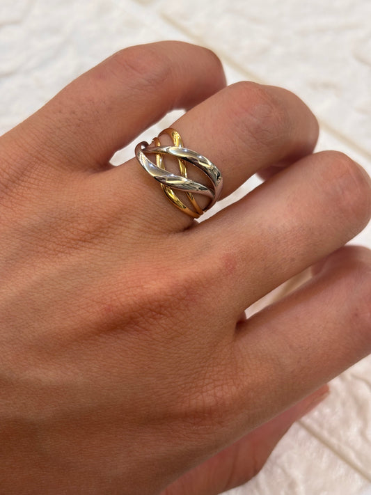 Anello Intrecciato Due colori Oro 18 Carati