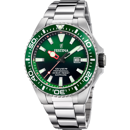 OROLOGIO FESTINA F20663/2 VERDE CINTURINO IN ACCIAIO INOSSIDABILE, UOMO