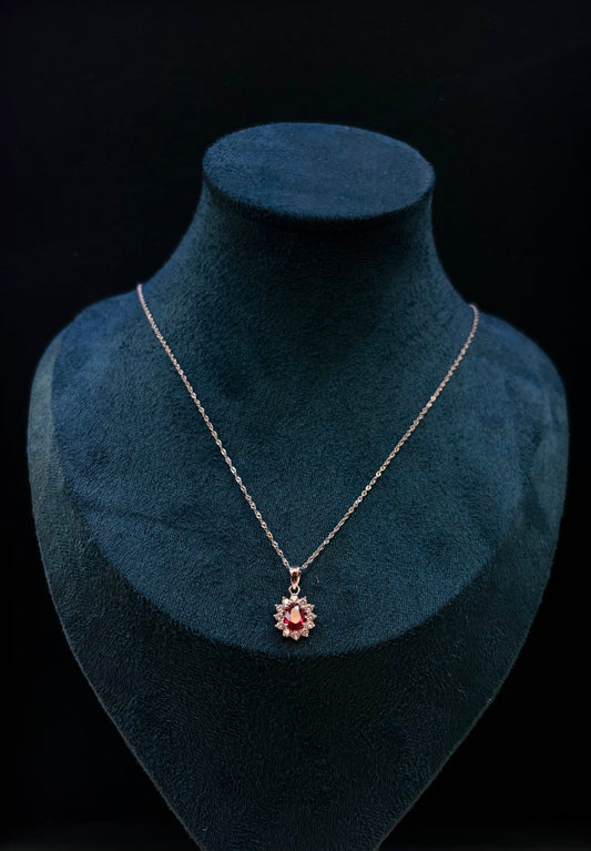 Collana Kate Oro Bianco 18 Carati pietra rossa
