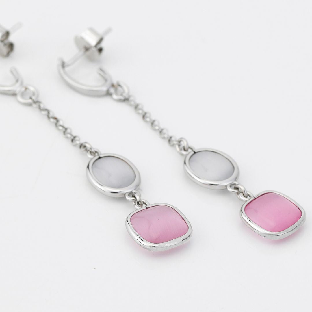 Orecchini con cristalli pendenti multiforme white e rosa XOR742