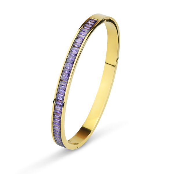 Bracciale in acciaio rigido con centrale di cristalli taglio baguette