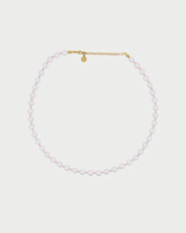 RUE DES MILLE Girocollo Perla e zirconi milky rosa collezione CHARMBAR CB-LGR13C1