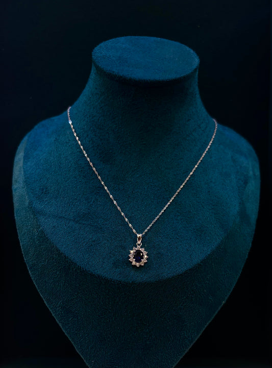 Collana Kate Oro bianco 18 carati pietra Blu
