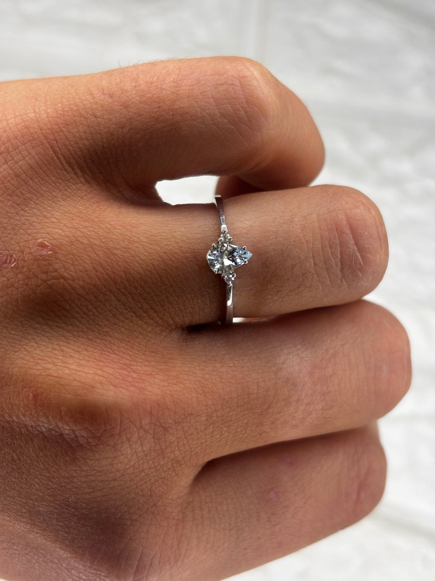 Anello Goccia oro 18 Carati Acquamarina e Diamanti PROMESSE GIOIELLI