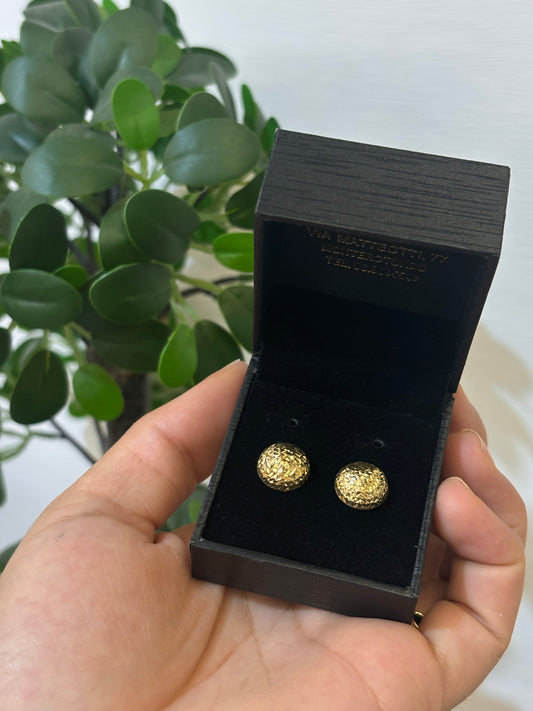 Orecchini Mezza Pallina Diamantata Oro Giallo 18 Carati
